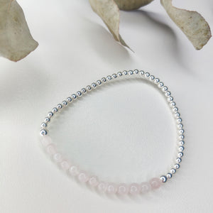 Handcrafted Rose Quartz Half Bracelet bracelet by Lae Jewellery