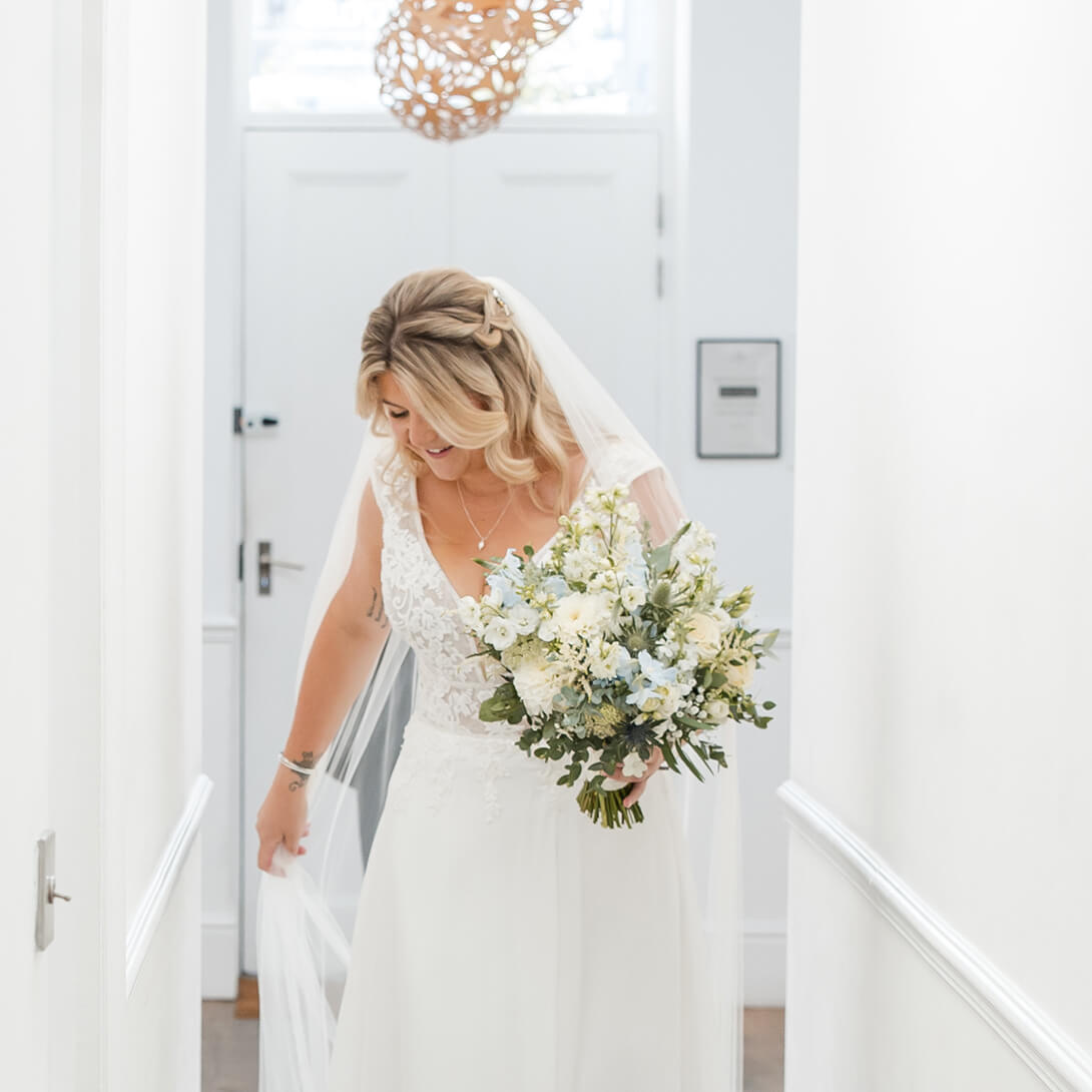 Bride wearing wedding jewellery