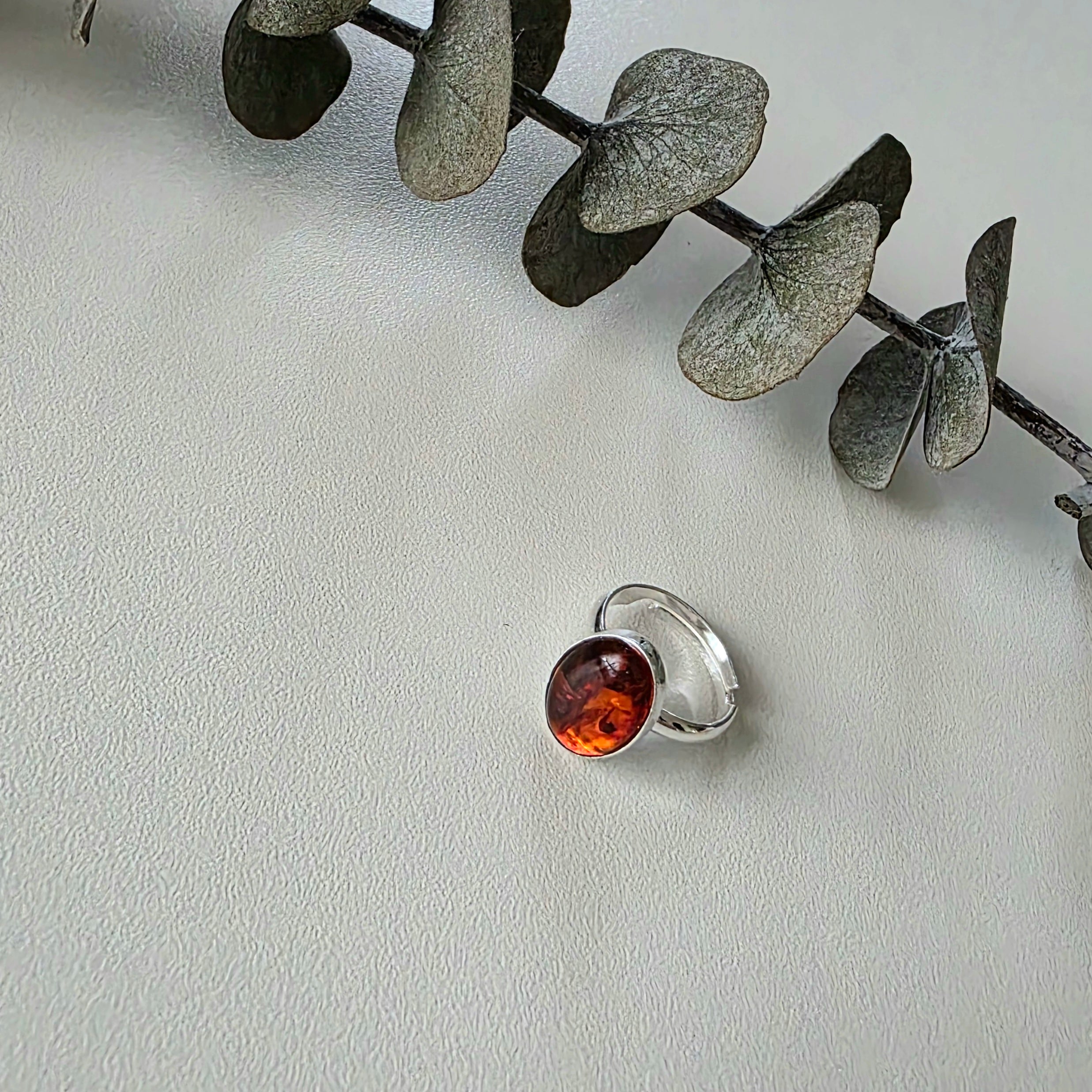Amber Cabochon Ring