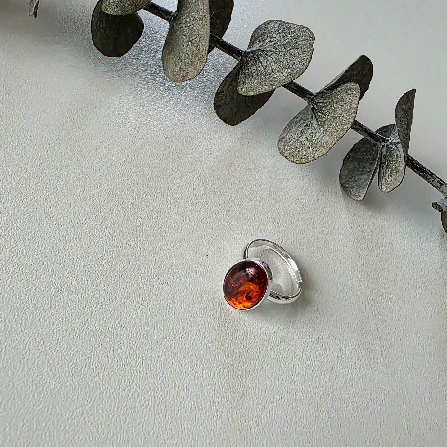 Amber Cabochon Ring