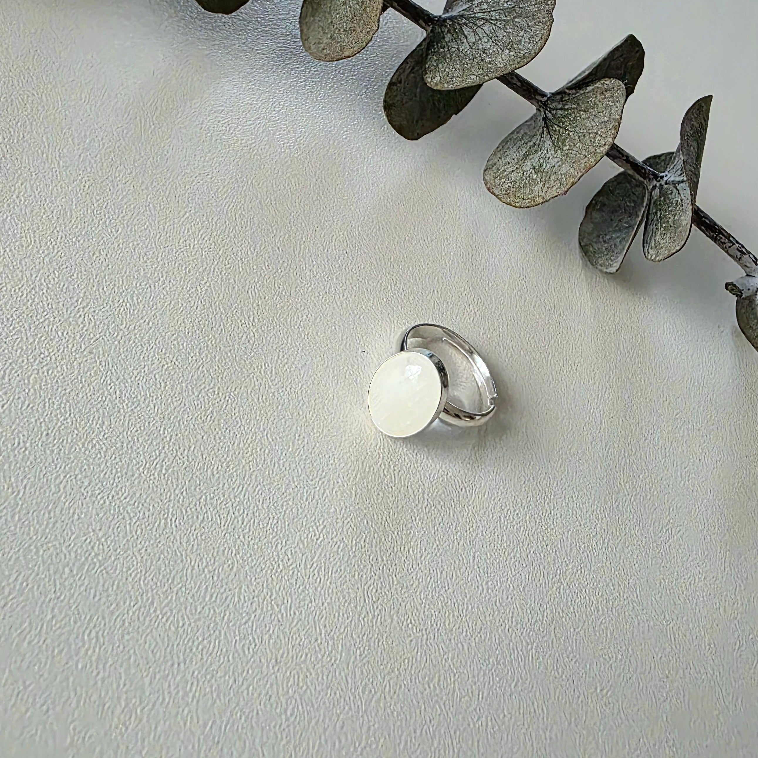 Rainbow Moonstone Cabochon Ring