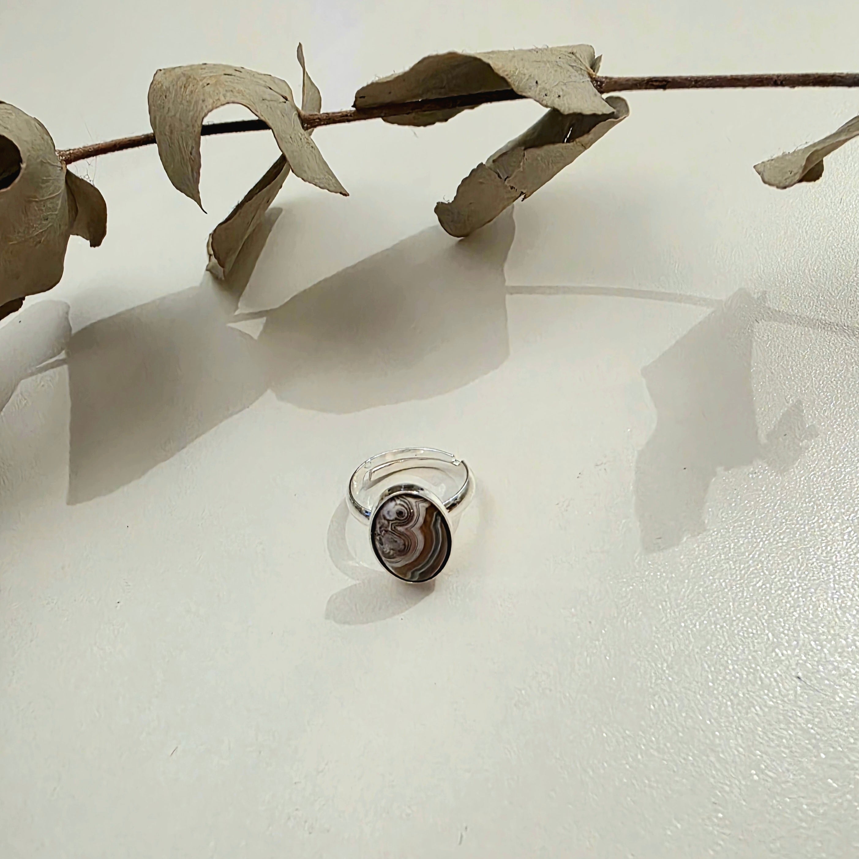 Crazy Lace Agate Cabochon Ring