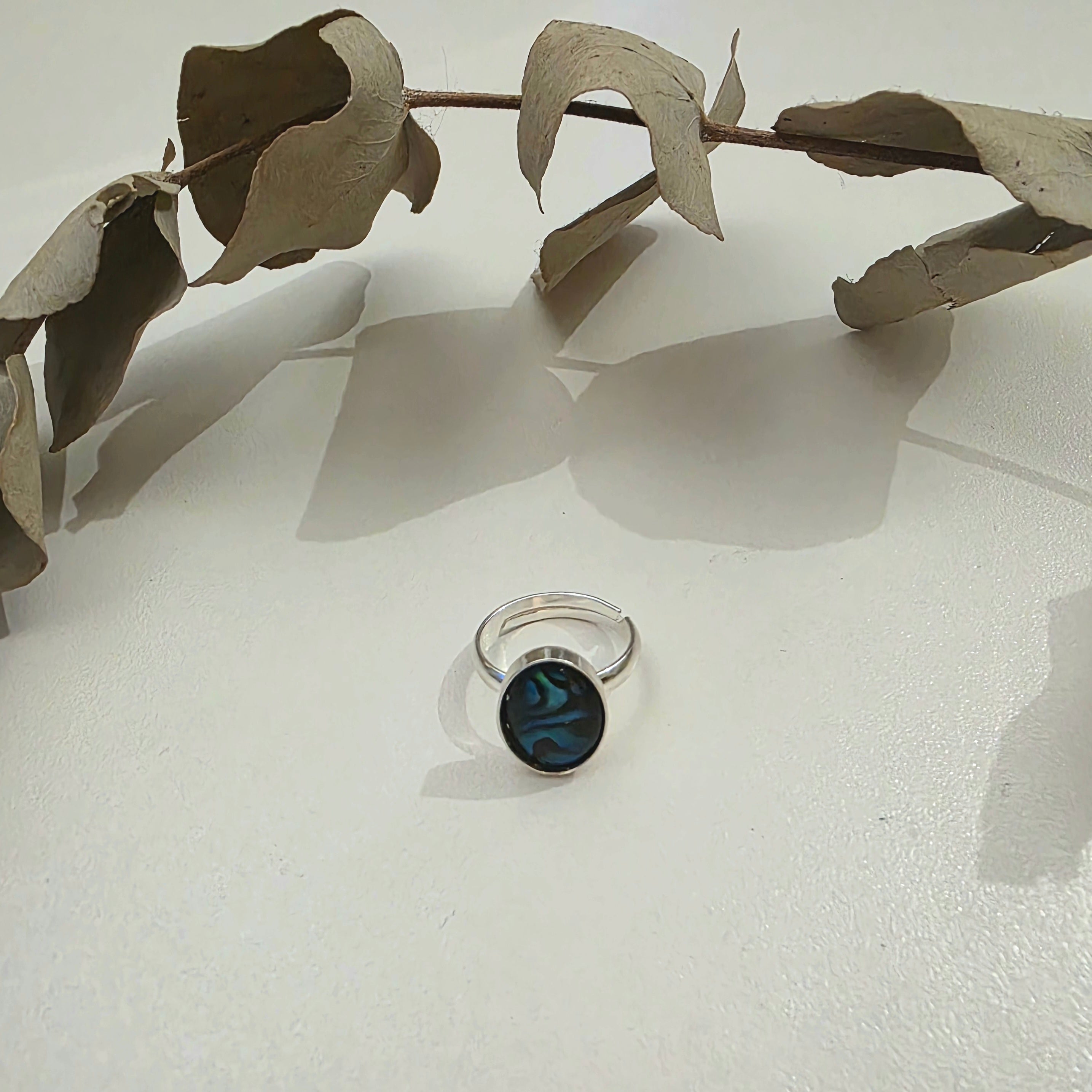 Blue Abalone Cabochon Ring
