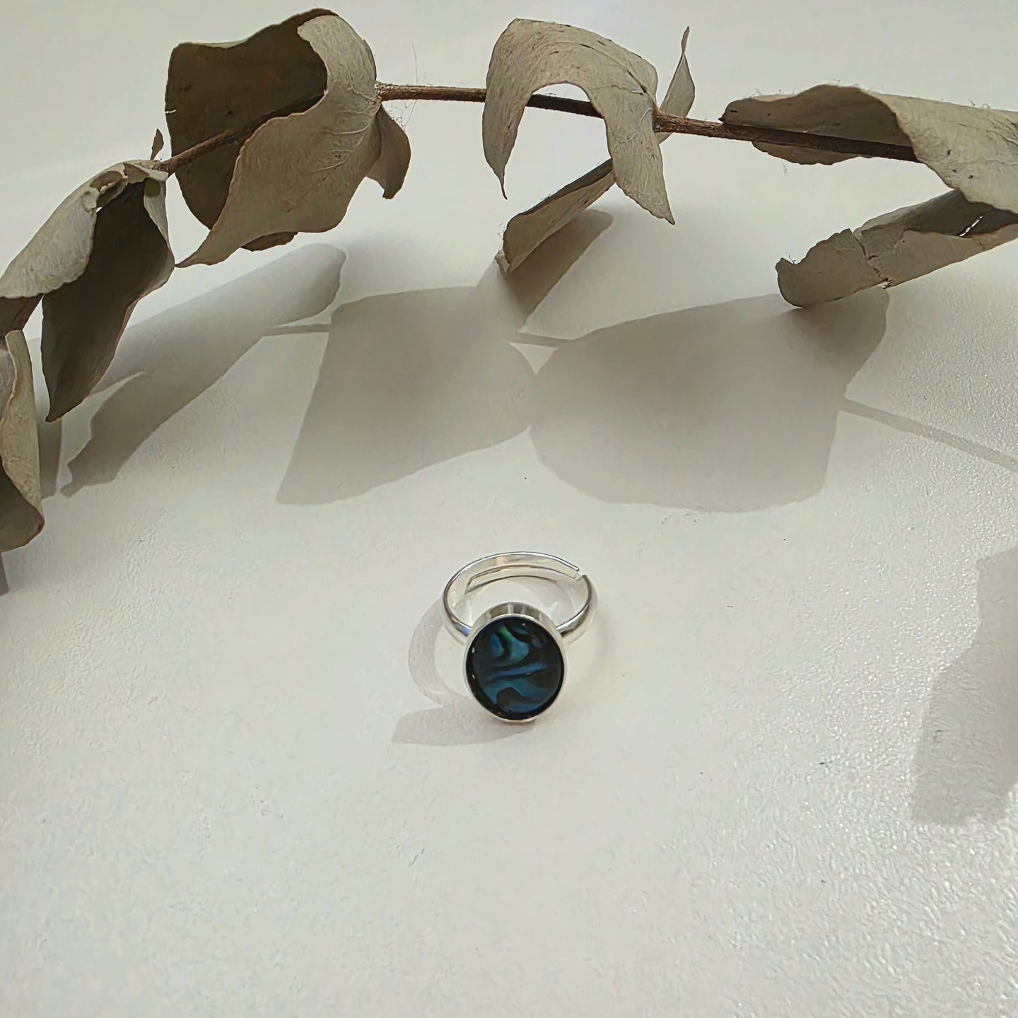 Blue Abalone Cabochon Ring