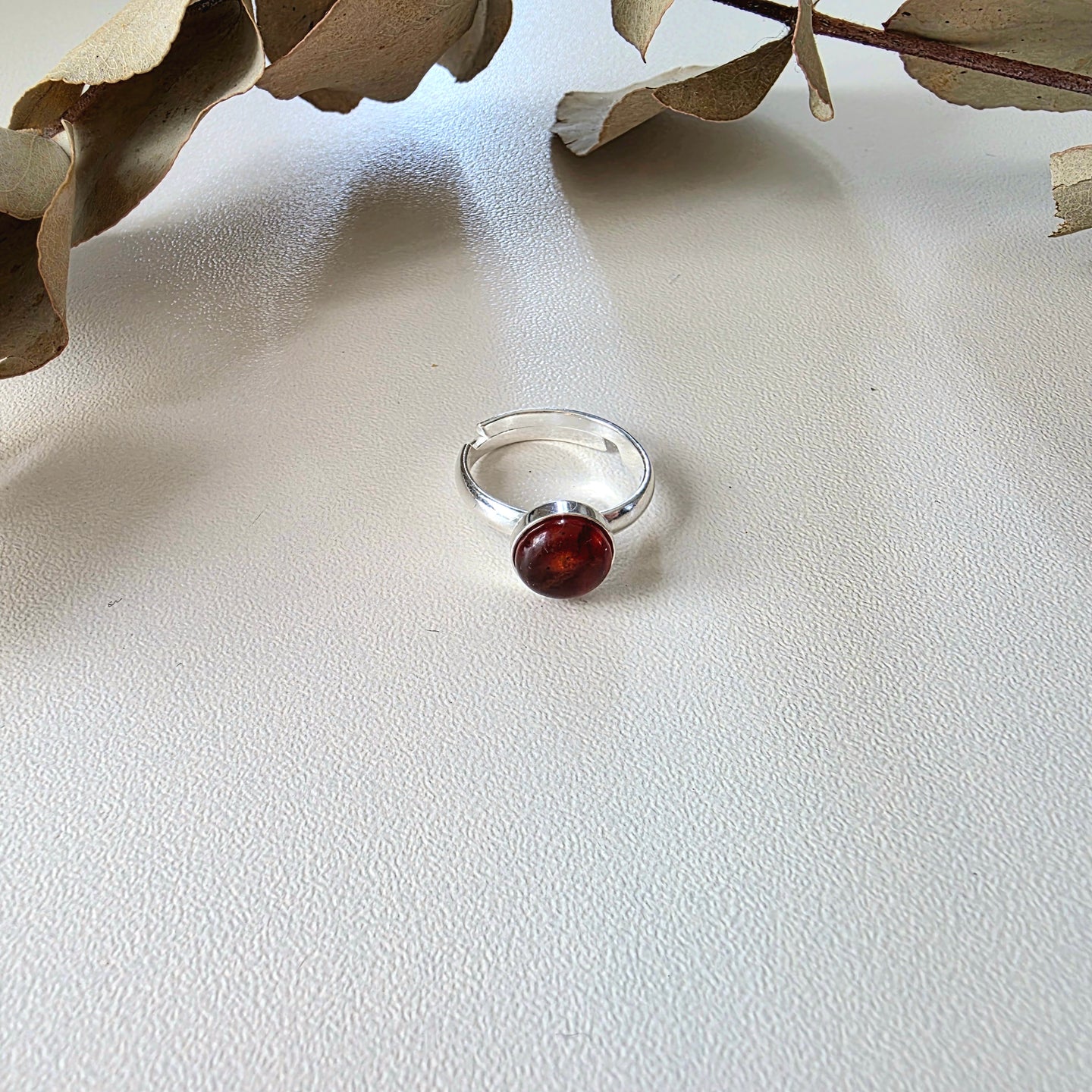 Mini Amber Cabochon Ring