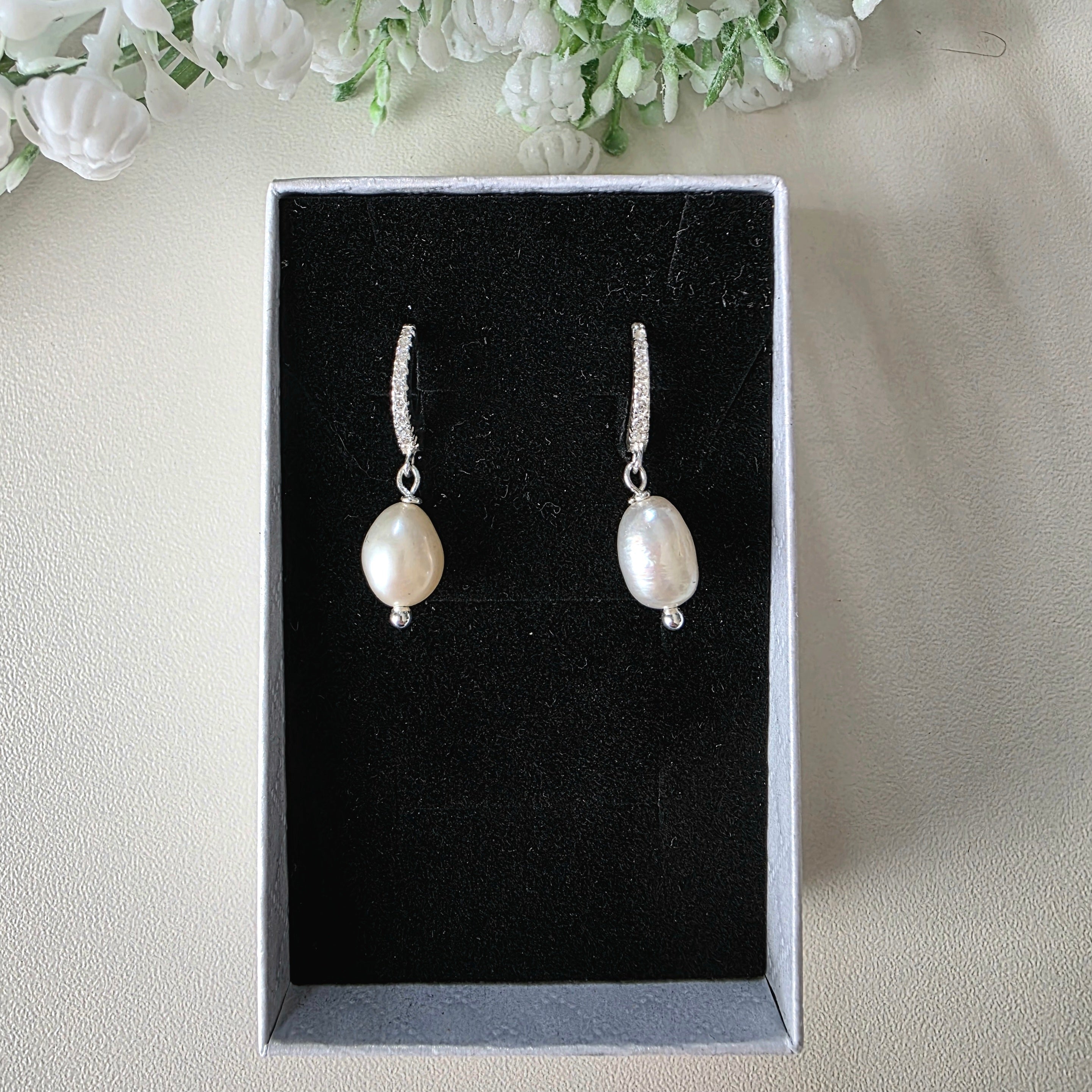 Freshwater Pearl Crystal Huggies