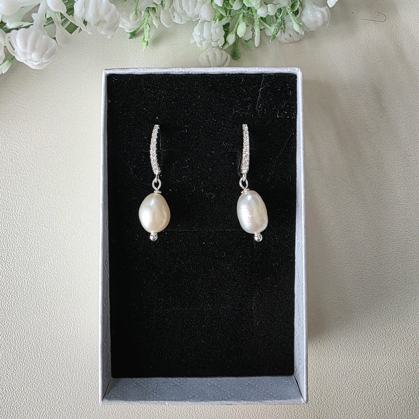 Freshwater Pearl Crystal Huggies