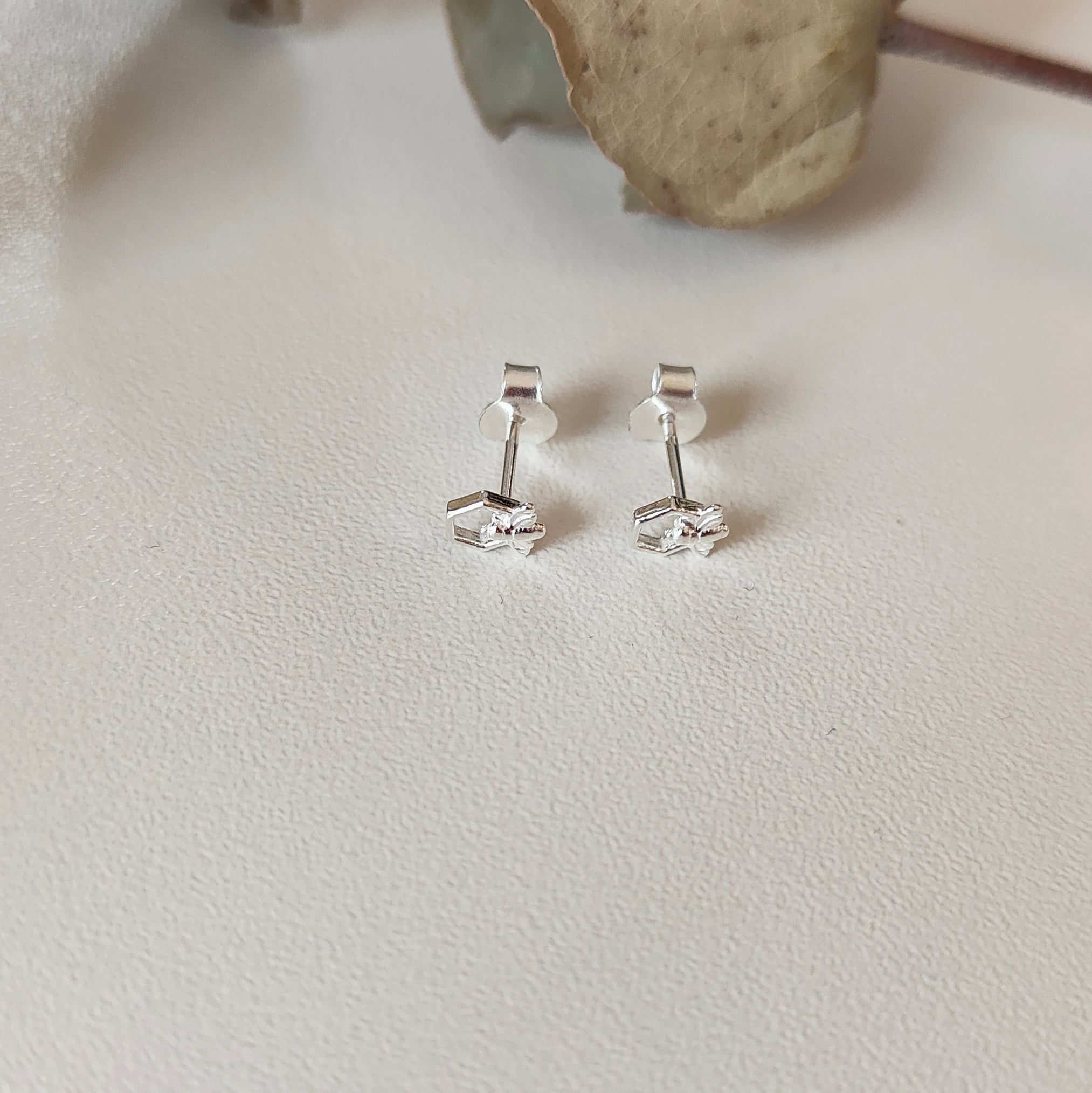 Honeycomb Bumblebee Stud Earrings