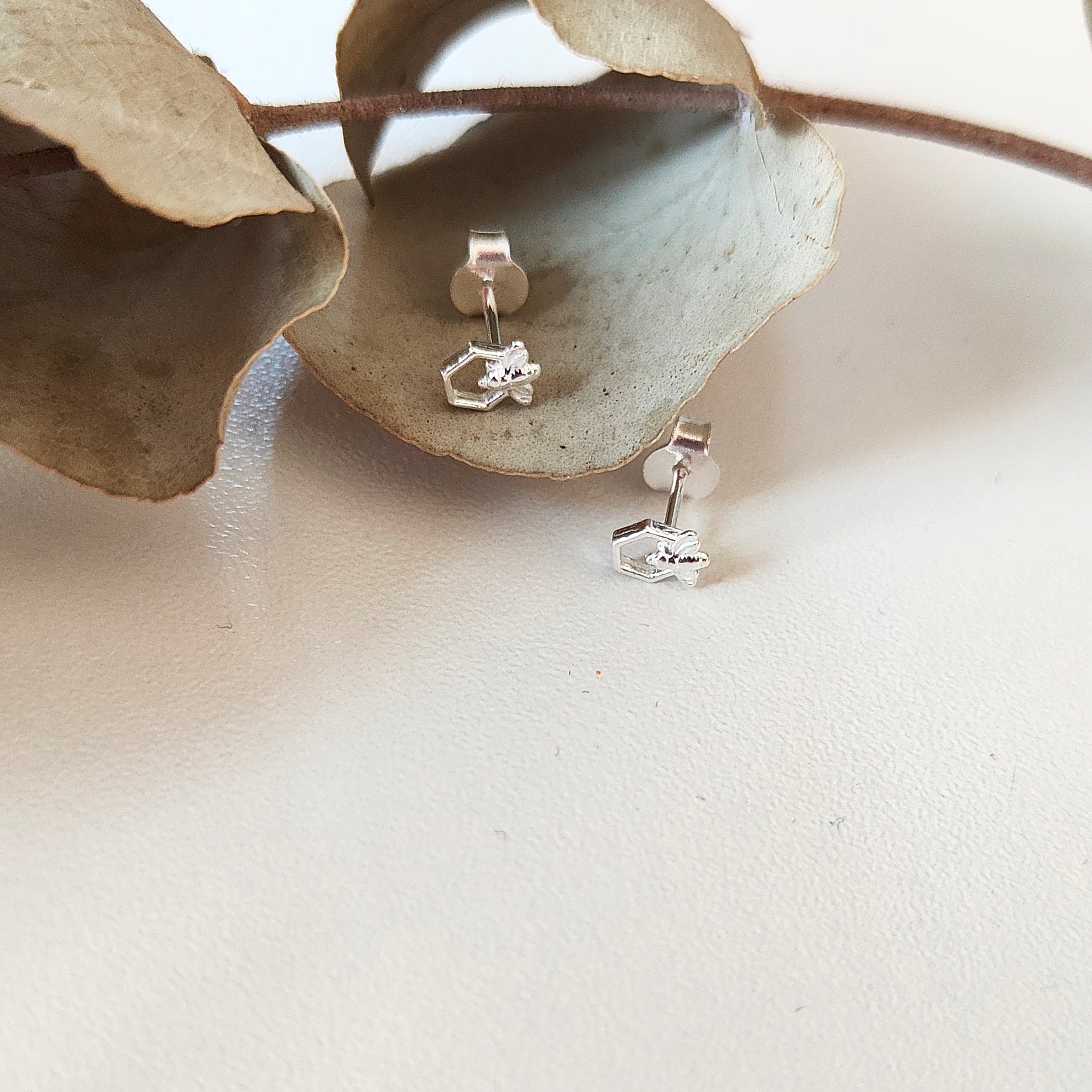 Honeycomb Bumblebee Stud Earrings