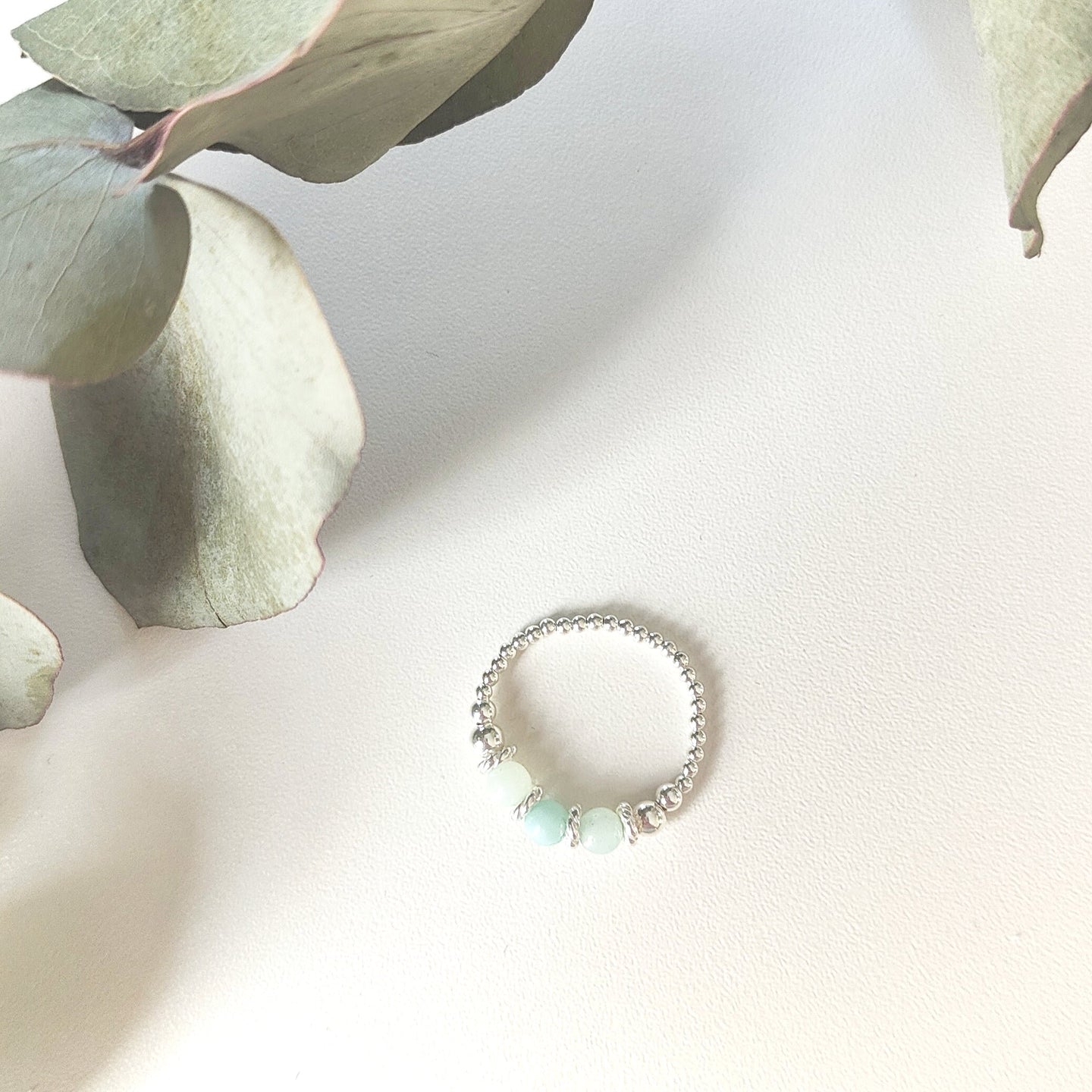 Amazonite Trio Mini Bead Ring