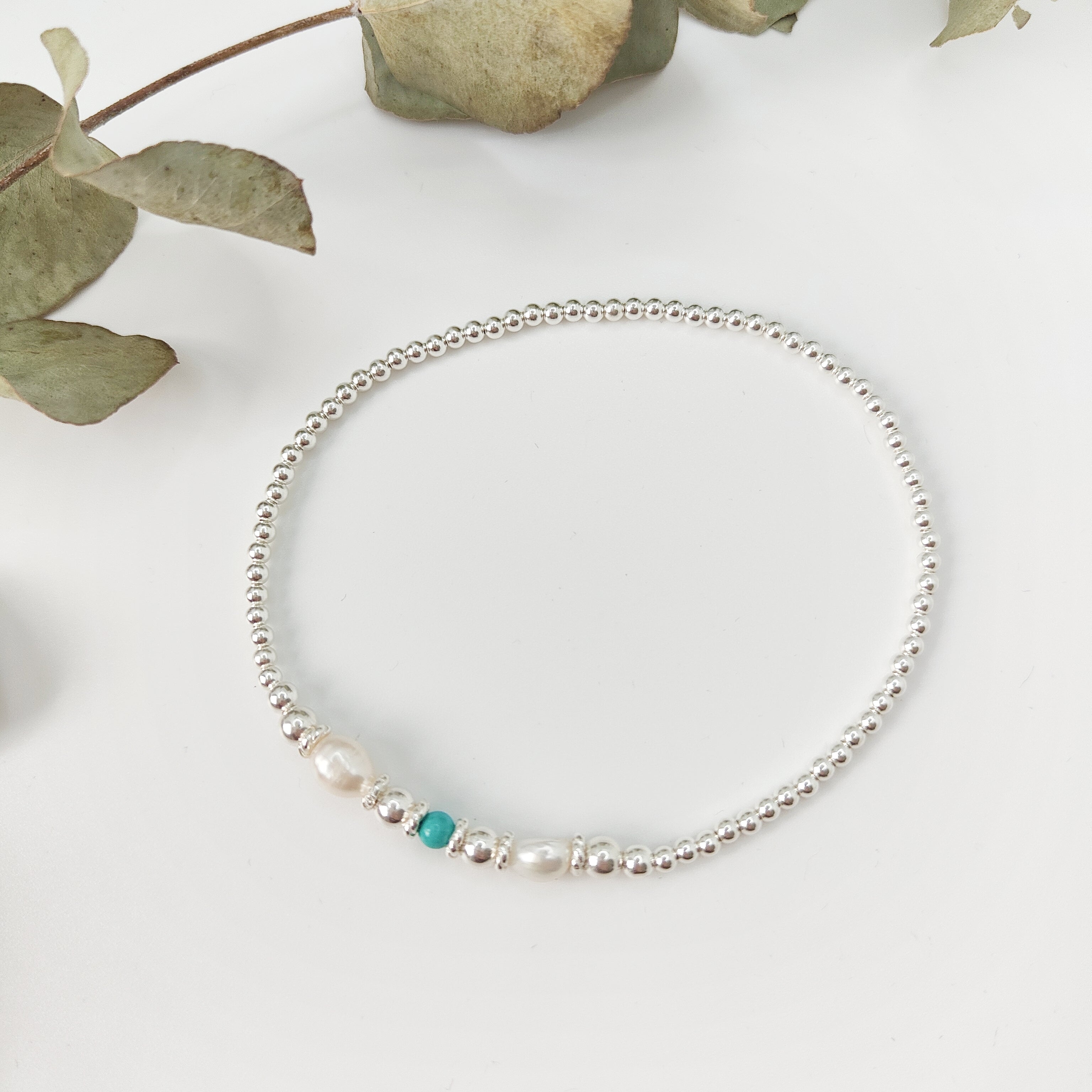 Pearl and Turquoise Anklet