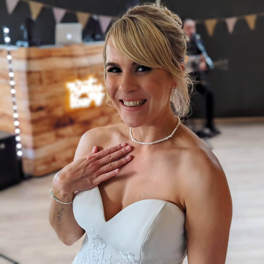 bride wearing a wedding necklace