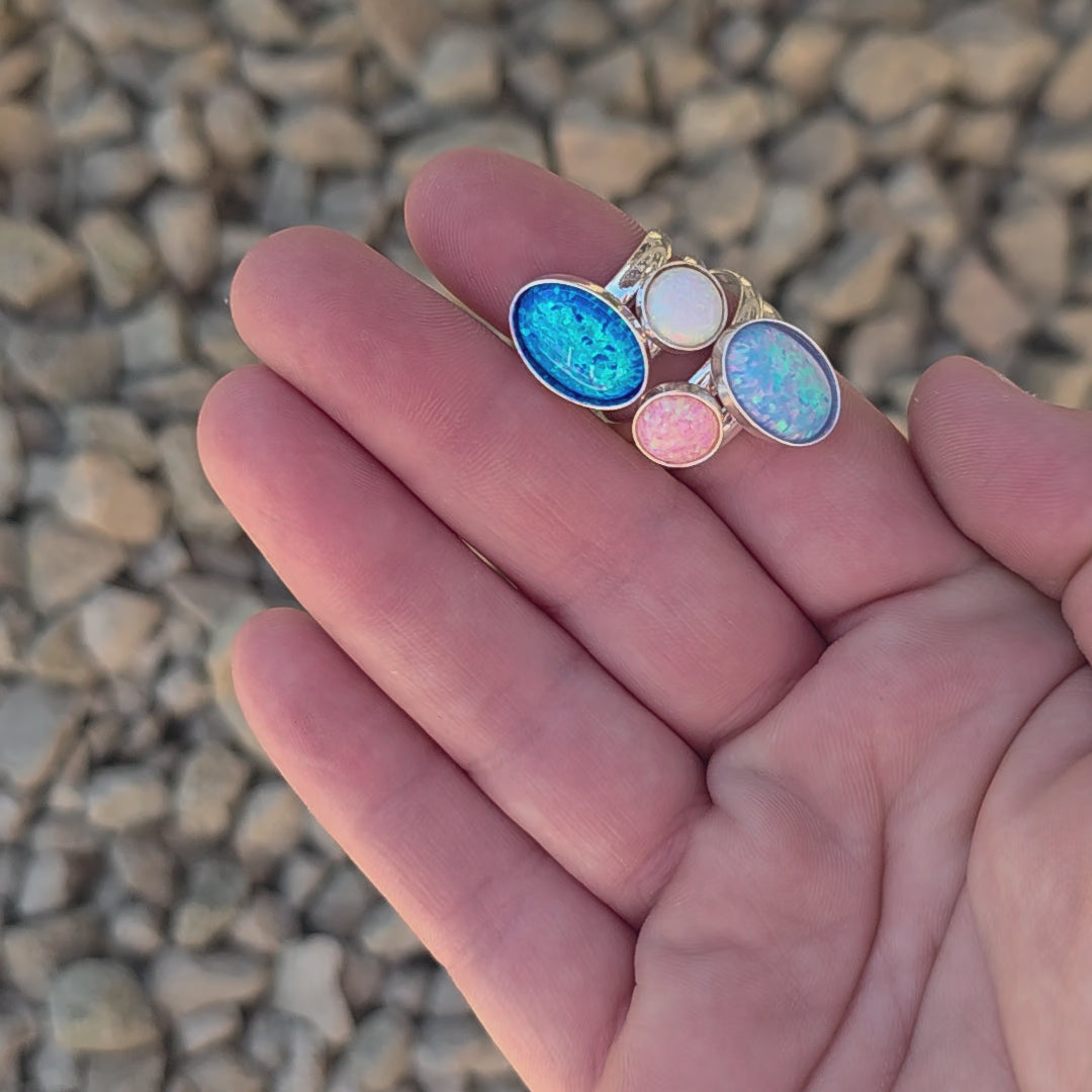 Mini Pink Opal Cabochon Ring