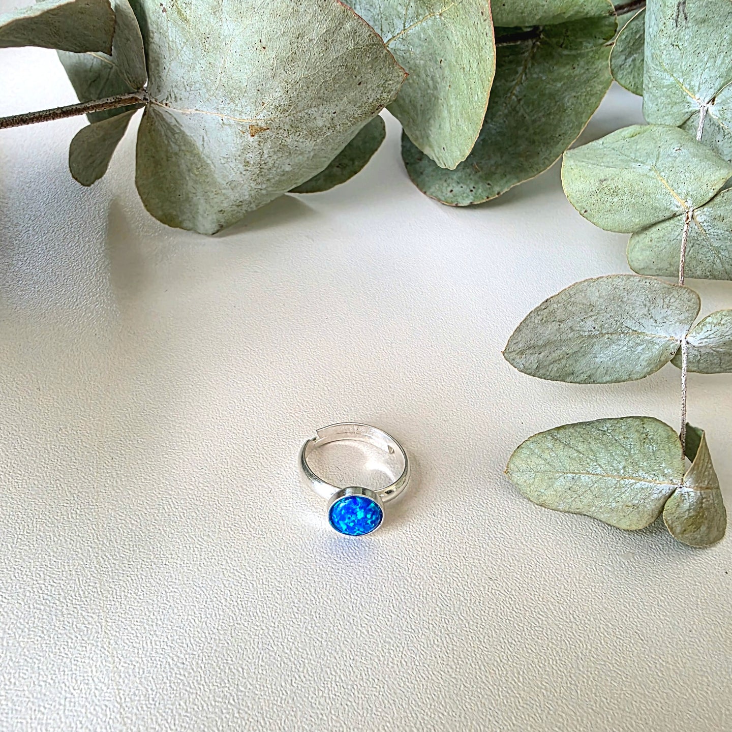 Mini Dark Blue Opal Cabochon Ring