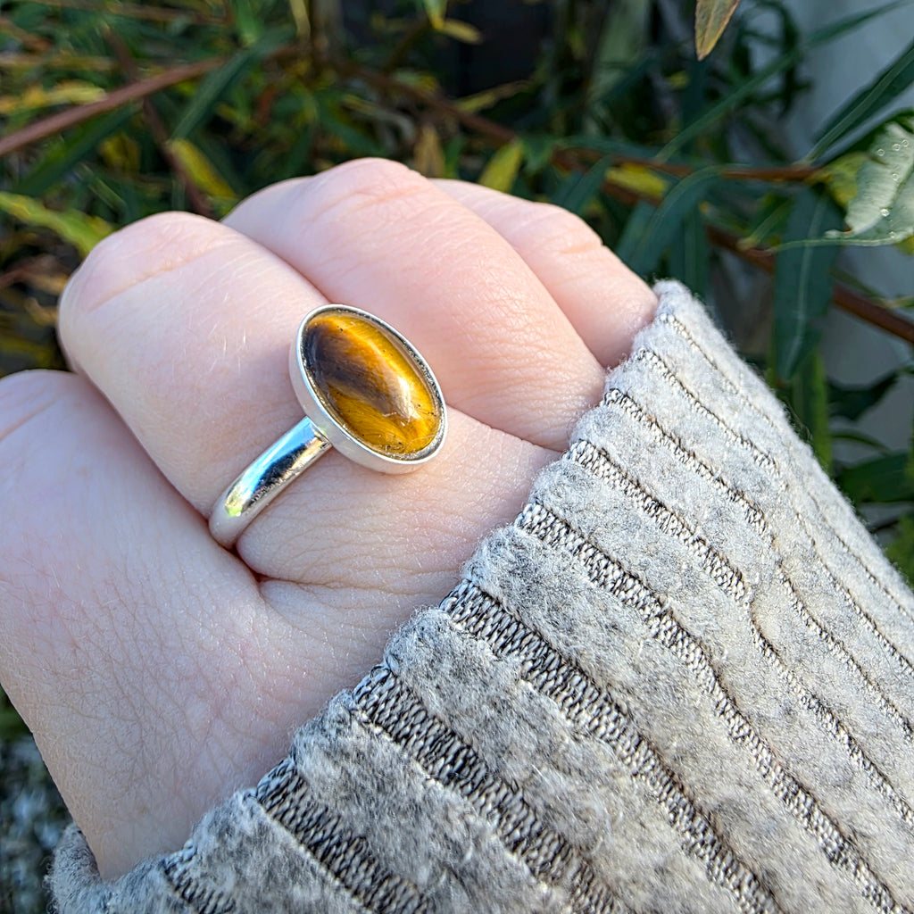 Tigers Eye Cabochon Ring