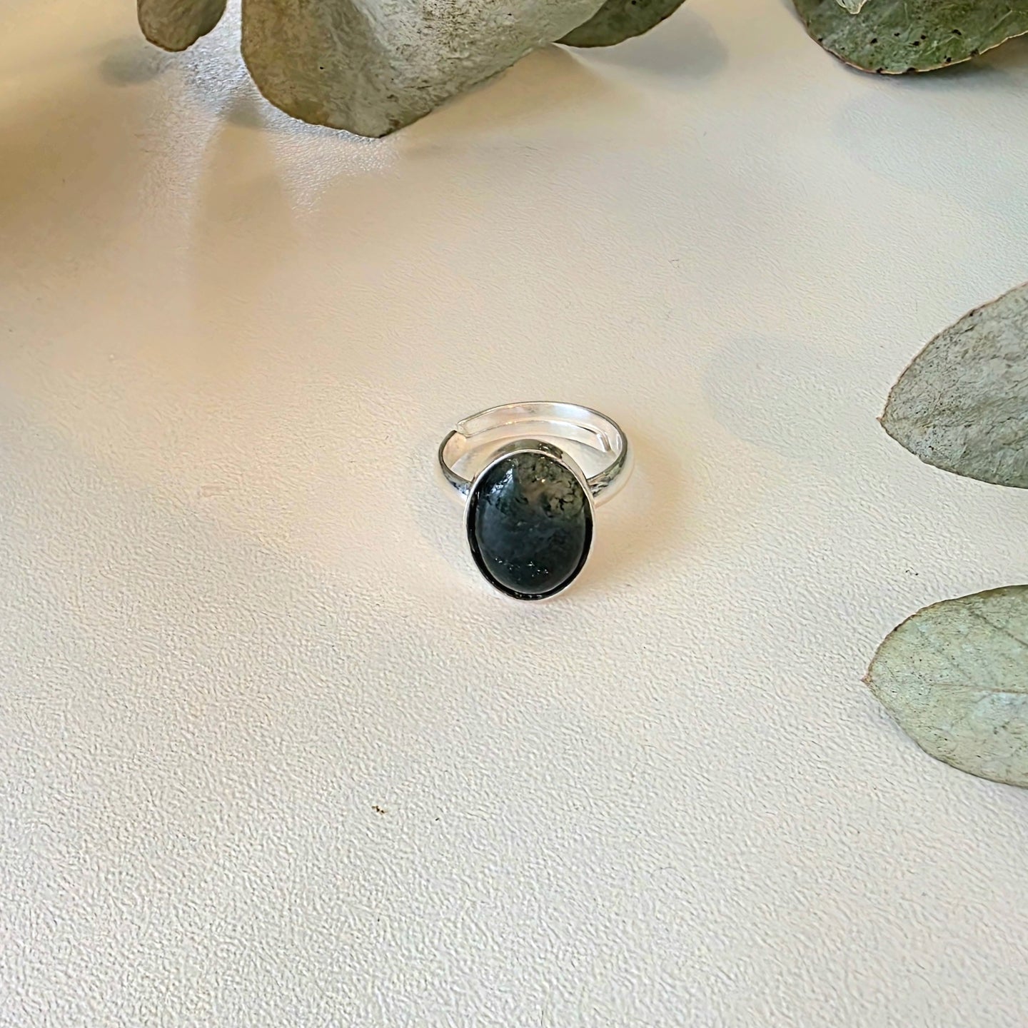 Forest Agate Cabochon Ring