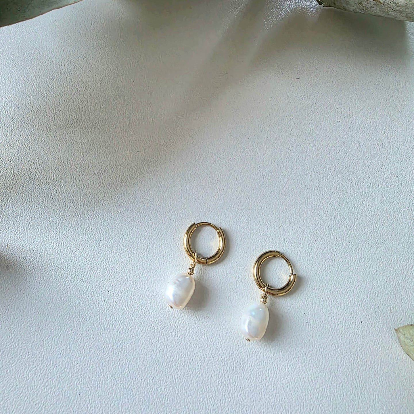 Freshwater Pearl Gold Plated Huggies