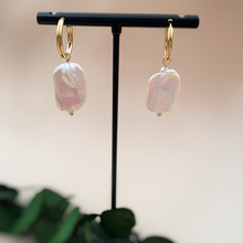 Load image into Gallery viewer, Baroque Pearl Gold Plated Huggies
