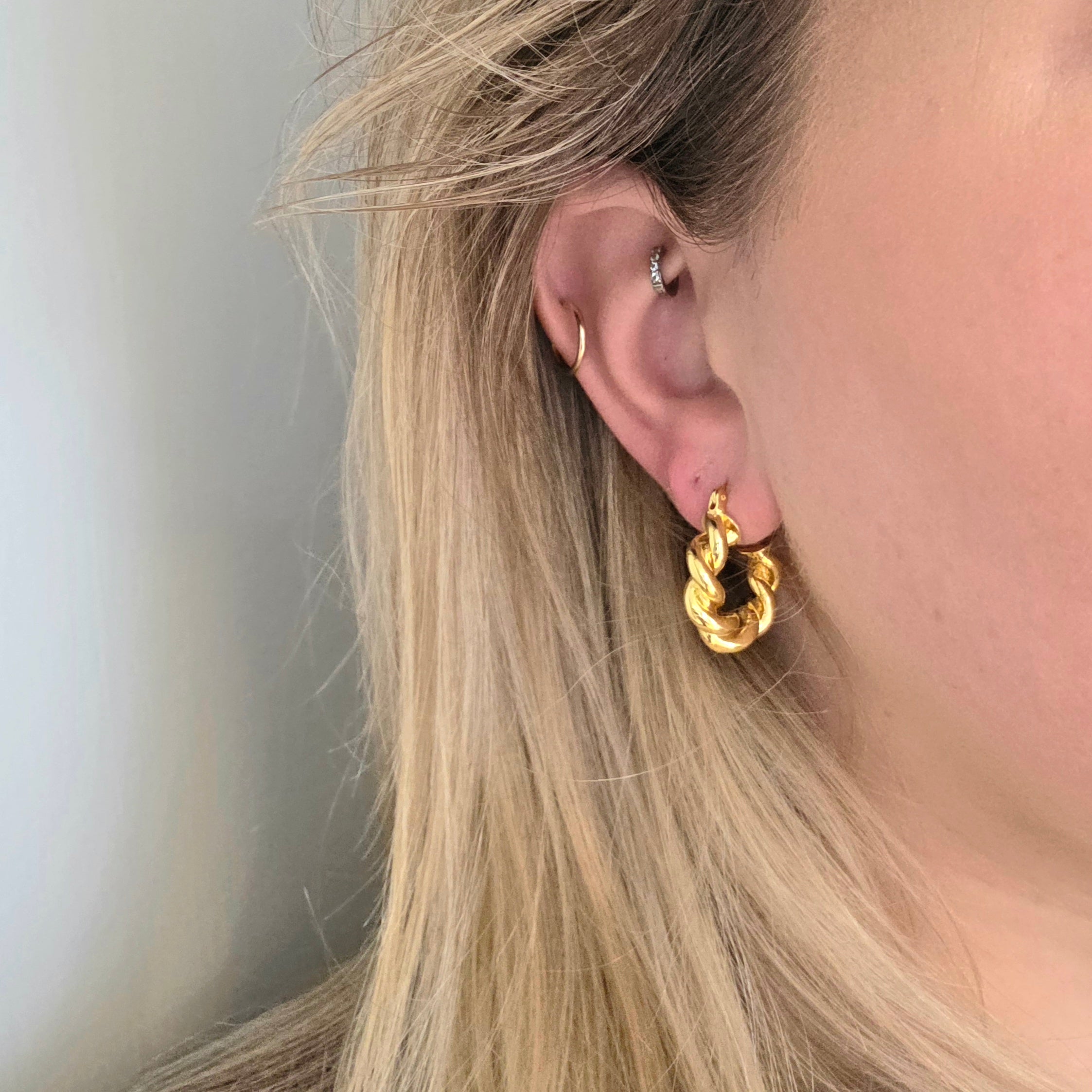 Gold Twisted Hoop Earrings
