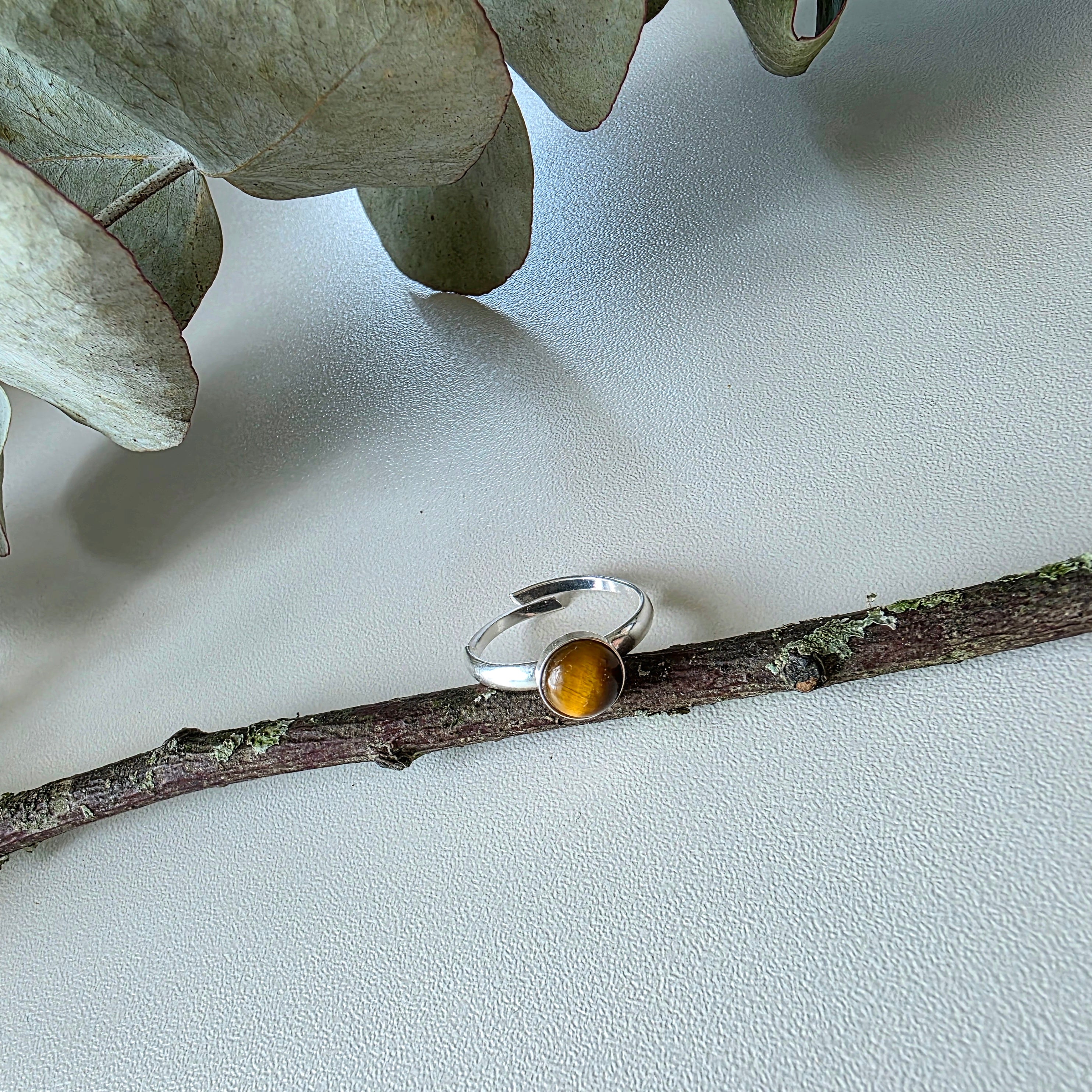 Mini Tigers Eye Cabochon Ring
