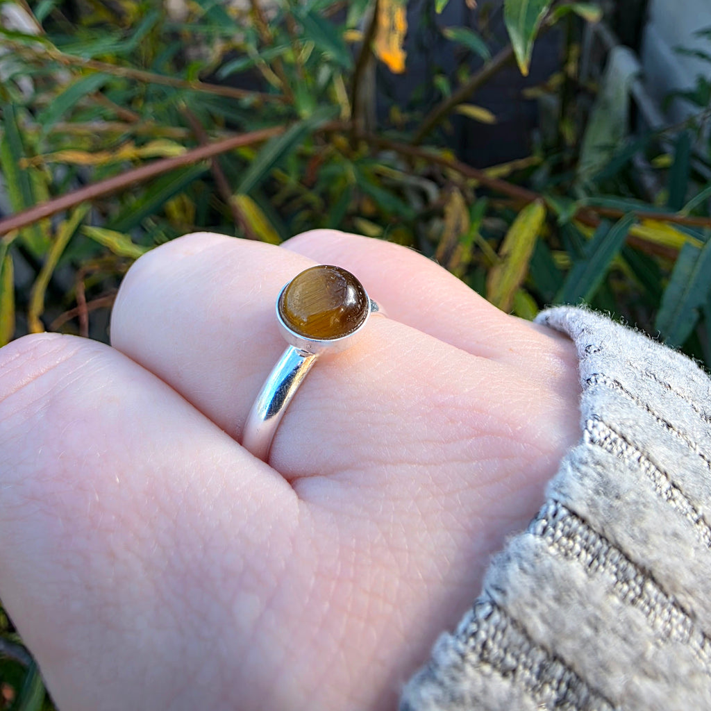 Mini Tigers Eye Cabochon Ring