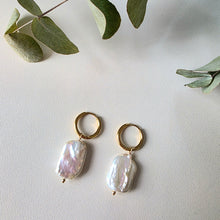 Load image into Gallery viewer, Baroque Pearl Gold Plated Huggies
