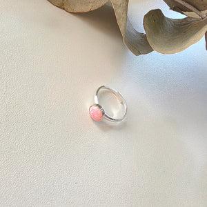 Mini Pink Opal Cabochon Ring