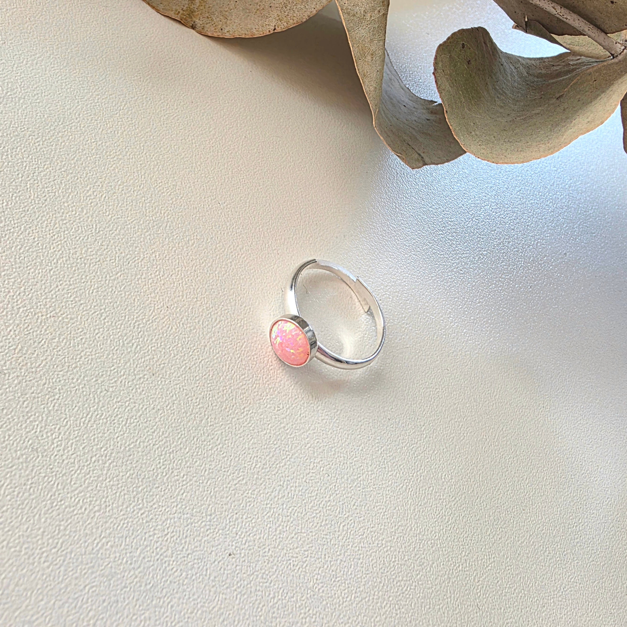 Mini Pink Opal Cabochon Ring